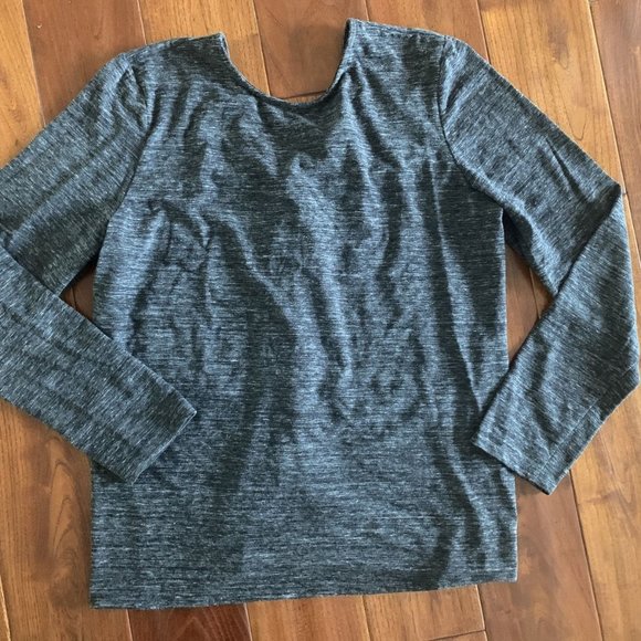 J. Jill Pure Charcoal Gray Knot Draped Back l/s Stretch Shirt knot back size M - Picture 7 of 11